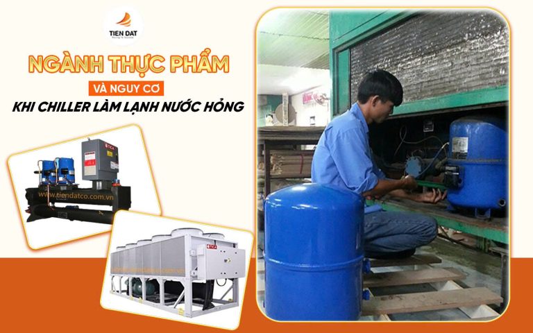 Kỹ thuật viên kiểm tra cặn bám trong chiller công nghiệp
