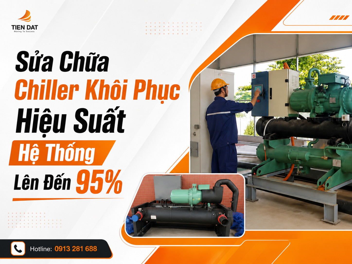 sửa chữa chiller khôi phục hiệu suất hệ thống lên đến 95%
