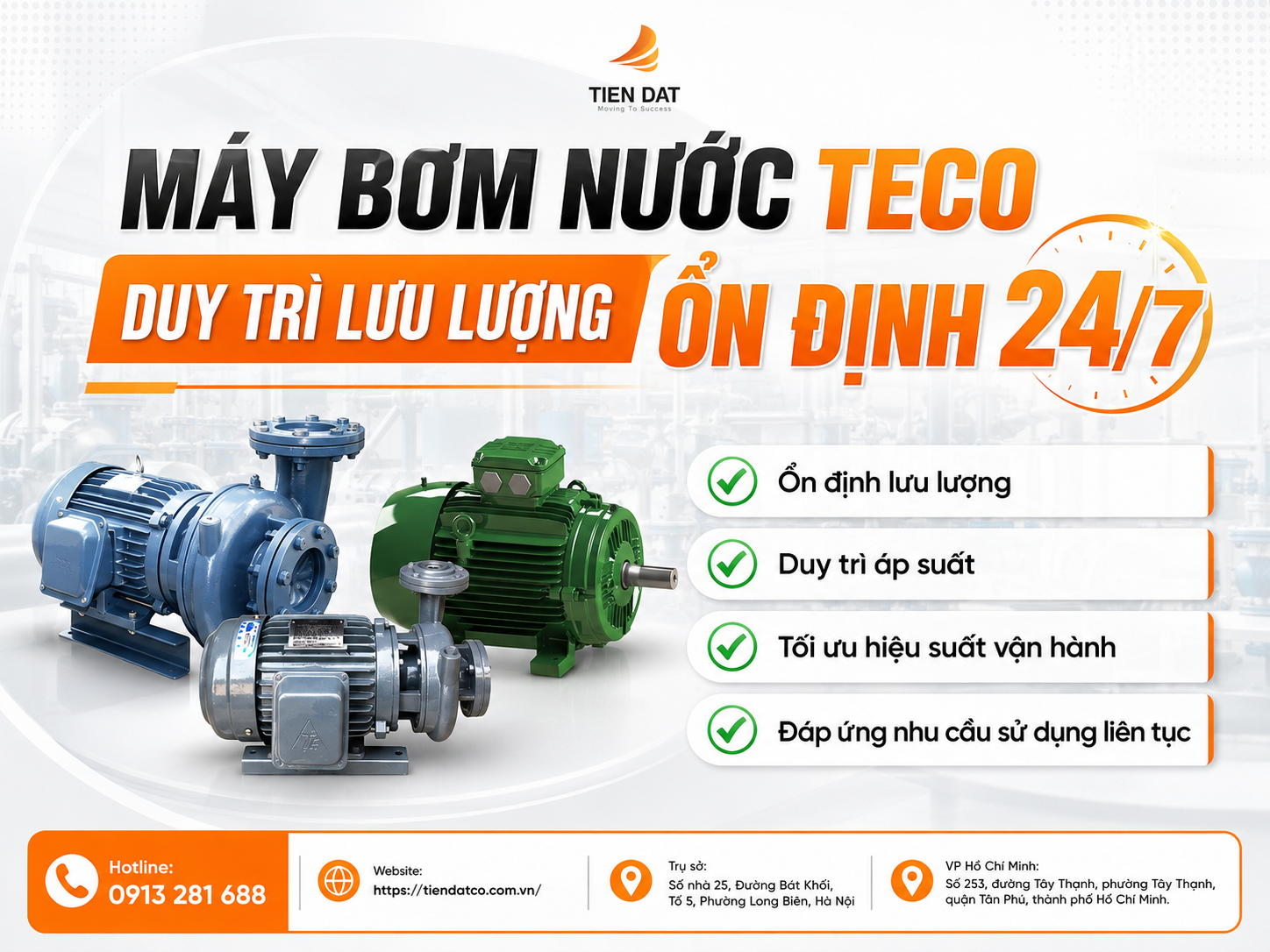 Máy Bơm Nước Teco Duy Trì Lưu Lượng Ổn Định 24/7
