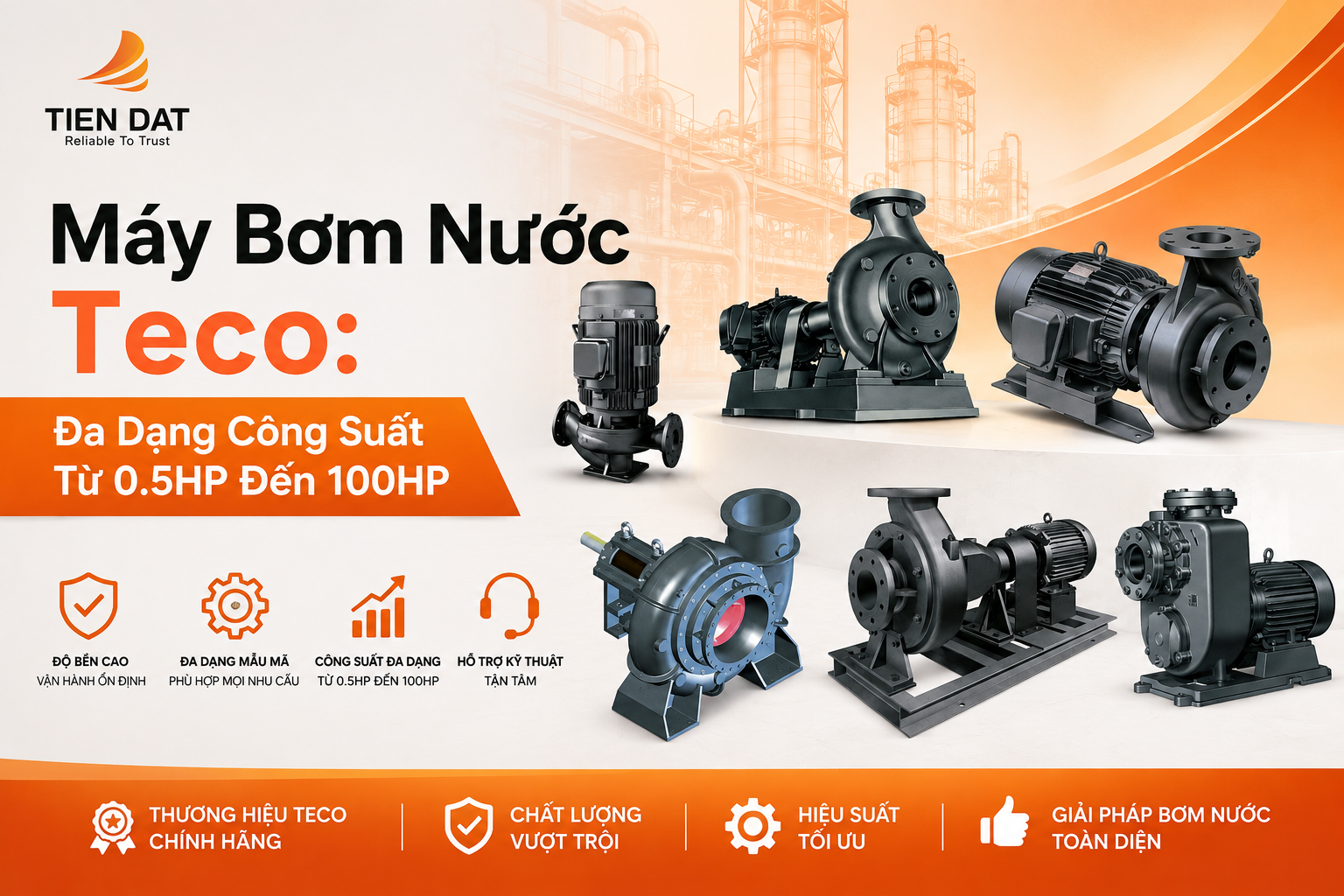 Máy Bơm Nước Teco: Đa Dạng Công Suất Từ 0.5HP Đến 100HP